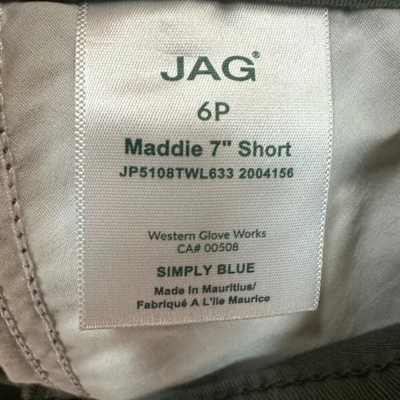JAG Women's Olive Green Maddie Mid Rise Shorts 7" Inseam, Size 6P - Picture 5 of 6